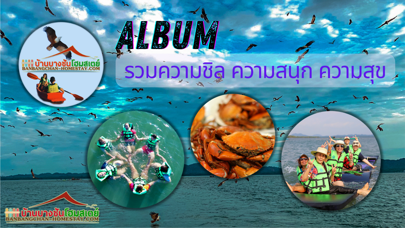 กิจกรรม บ้านบางชันโฮมสเตย์ หมู่บ้านไร้แผ่นดิน อาหารทะเล กินปู ดูเหยี่ยว ล่องแพ เที่ยวทะเลแหวก เล่นน้ำ พายเรือ